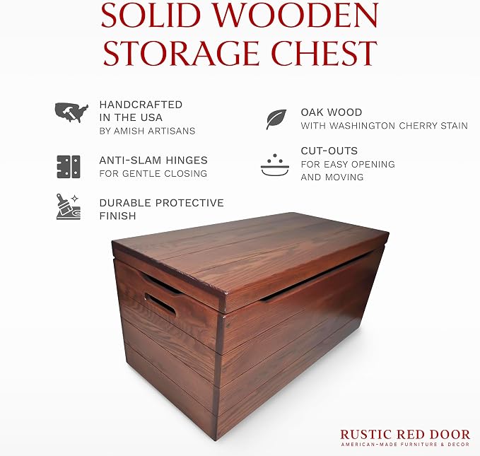 Amish Made Wooden Storage Chest Trunk Box - Image 2