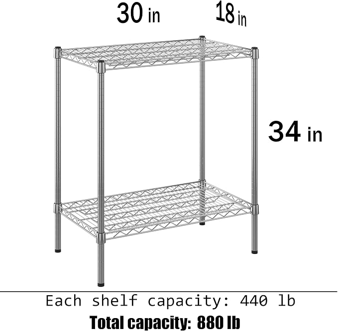 18" Deep x 30" Wide x 34" Height Wire Shelving Kit | 2-Tier | NSF Commercial - Image 3