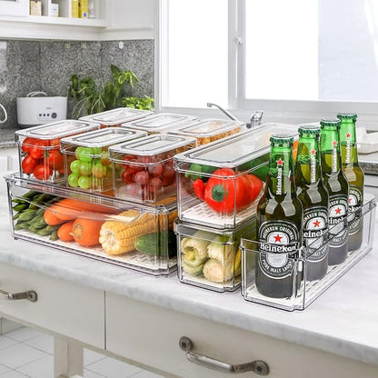 10 Pack Refrigerator Pantry Organizer Bins, Stackable Fridge Organizer Bins - Image 8
