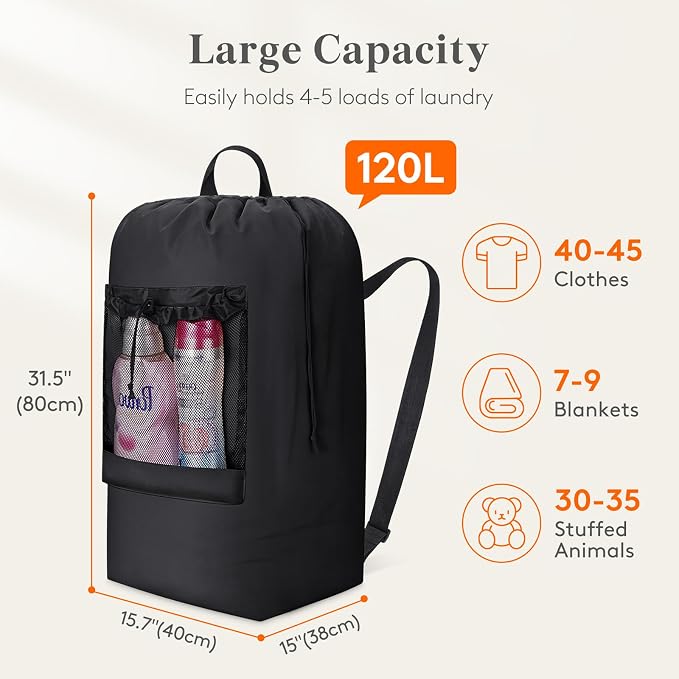 Lifewit Laundry Bag, Extra Large Laundry Backpack - Image 2