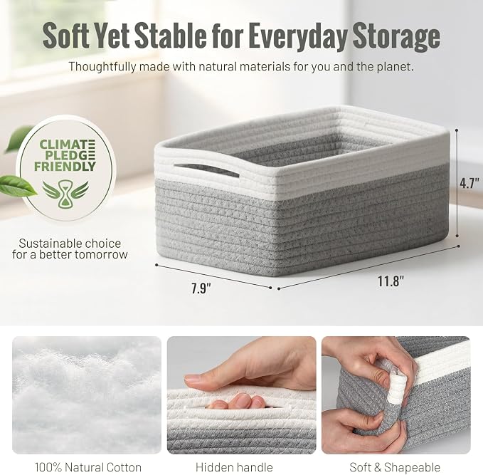5 Pack Small Woven Storage Baskets - Image 3