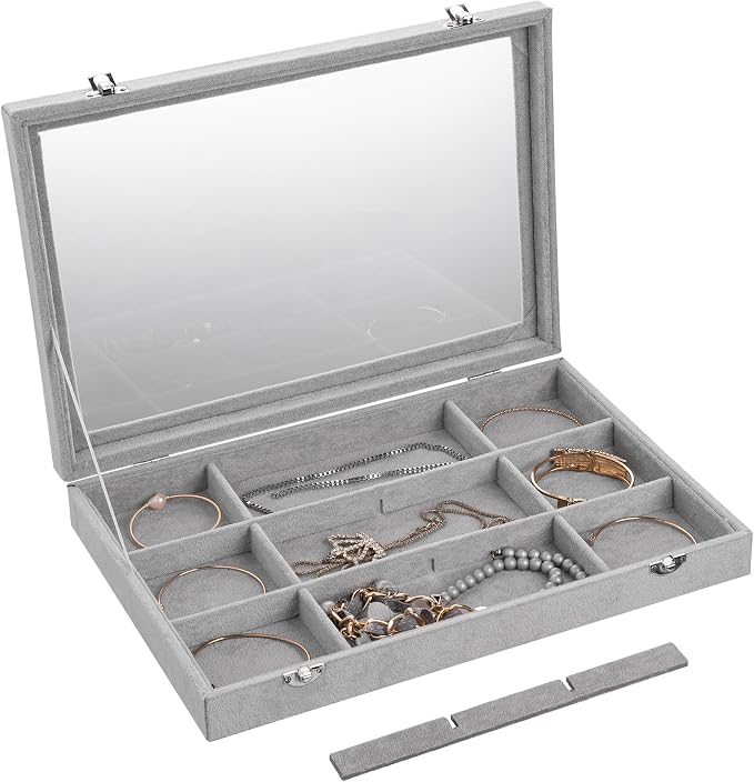 Frebeauty Velvet Jewelry Tray, 12 Grid Jewelry Organizer - Image 5