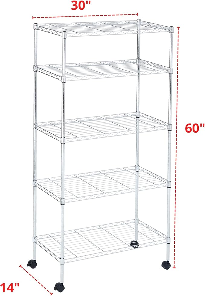 Displays By Jack 5 Tier Heavy Duty Wire Shelving Unit Storage Rack - Image 9