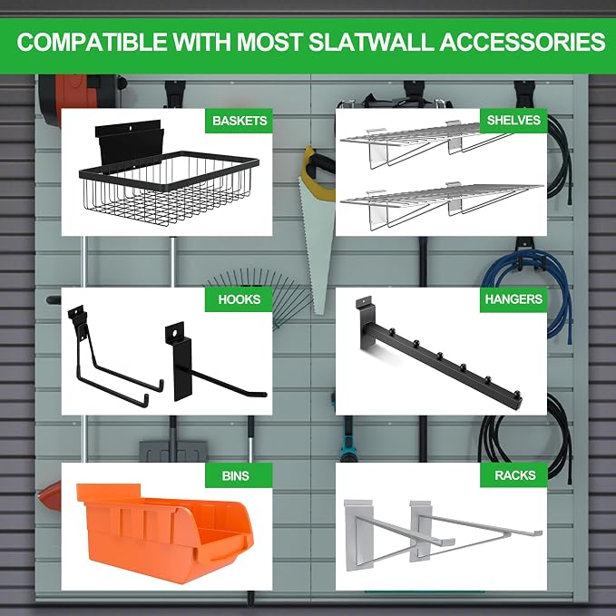 RELIANCER PVC Slat Wall Panels, 4ft by 2ft Garage Wall Organizer Storage System - Image 8