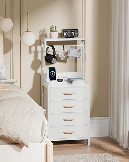 Furnulem White Nightstand, 38 inches Tall Night Stand - Image 2