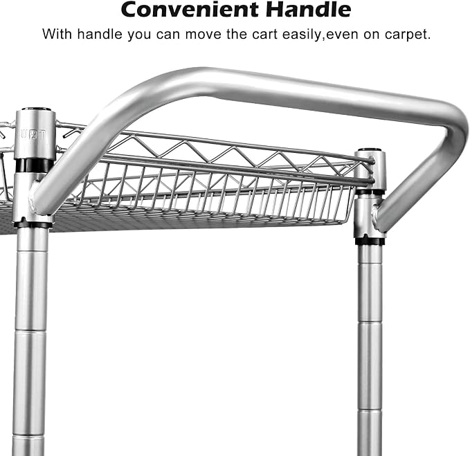 WDT 2 Tier Heavy Duty Utility Cart, NSF Rolling Carts - Image 6