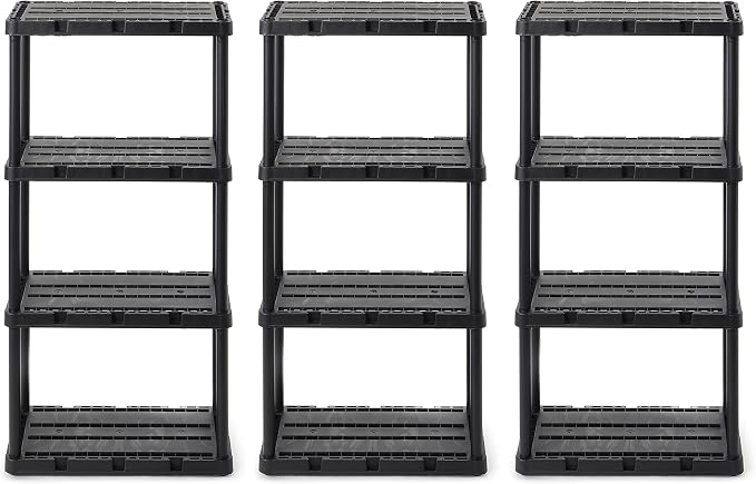 Gracious Living 3 Pack Light Duty Storage Shelves, Knect-A-Shelf 4-Shelf by GraciousLiving