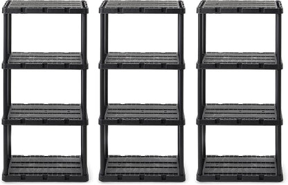 Gracious Living 3 Pack Light Duty Storage Shelves, Knect-A-Shelf 4-Shelf by GraciousLiving