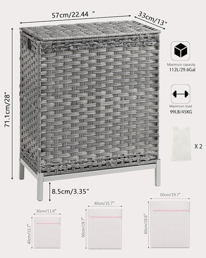 SETVSON Laundry Hamper with Lid, 112 L Handwoven Rattan Wicker Laundry Basket - Image 5
