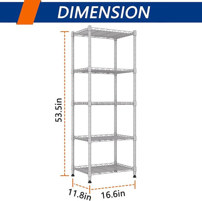 REGILLER 5-Wire Shelving Metal Storage Rack Adjustable Shelves, Standing - Image 3