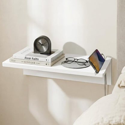 White Floating Nightstand Pine Small Bedside Table Wall Mounted | 16inch Wide by Aylenic