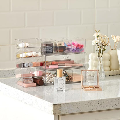 Kathfly 6 Pcs Medicine Cabinet Organizer Acrylic Stackable Clear Makeup - Image 5