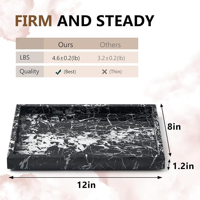 Real Natural Marble Tray for Bathroom, Kitchen and Desktop, Rectangle Genuine - Image 2
