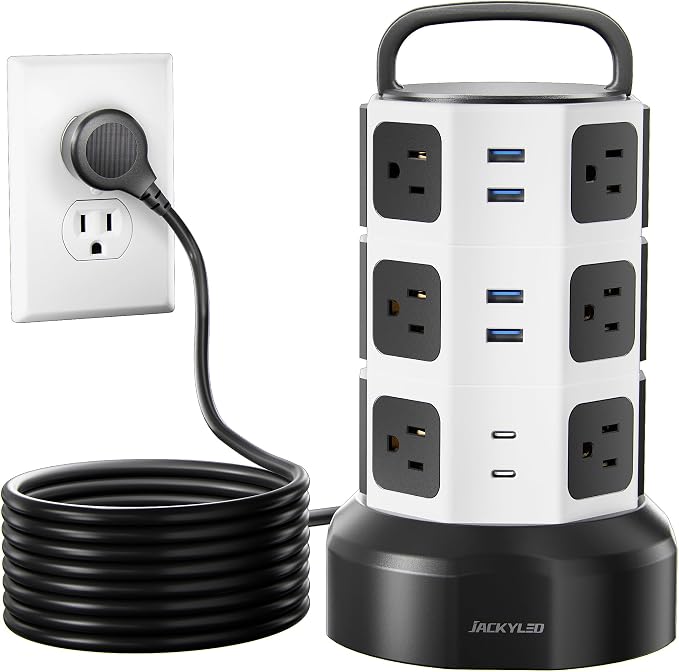 Power Strip Tower Surge Protector, JACKYLED 1625W 13A Outlet Surge Electric by JACKYLED