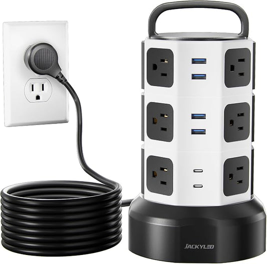 Power Strip Tower Surge Protector, JACKYLED 1625W 13A Outlet Surge Electric by JACKYLED
