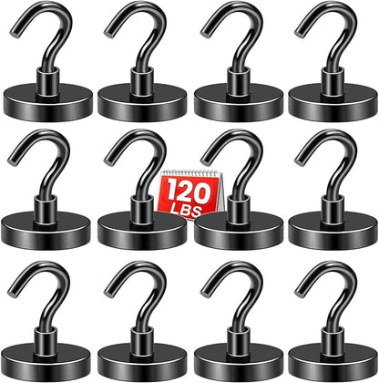 DIYMAG Black Magnetic Hooks, 120 LB Heavy Duty Strong Magnets by DIYMAG