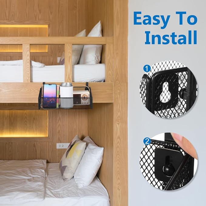 Bedside Hanging Basket, Over The Bunk Bed Headboard Cubicle Shelf Rack - Image 3