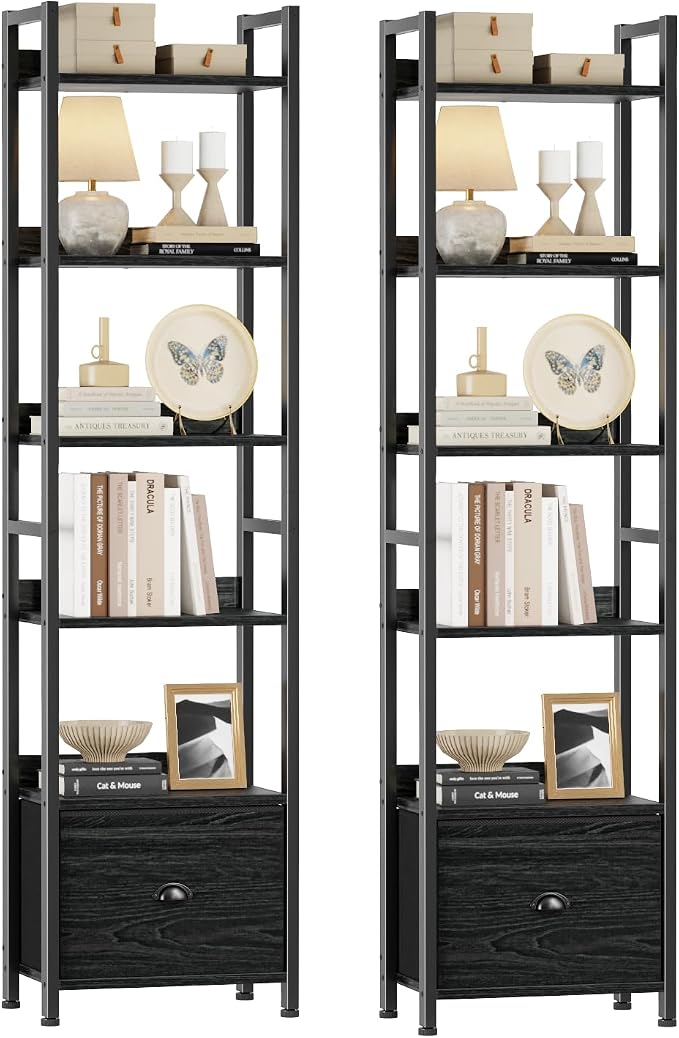 Furologee Book Shelf Set of 2, 6 Tier Tall Shelf - Image 7
