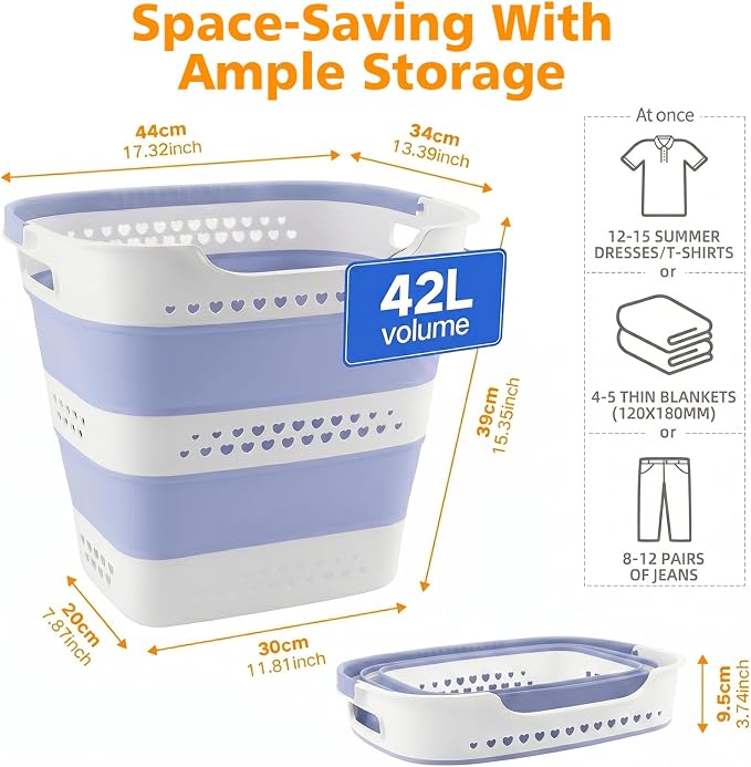 Collapsible Plastic Laundry Basket Hamper - Image 2