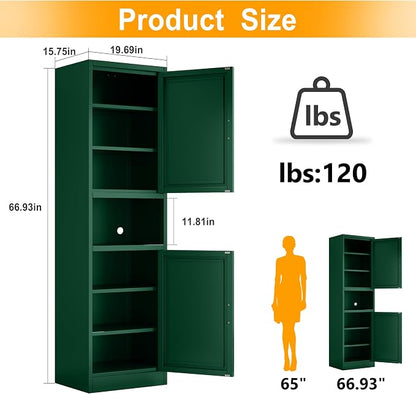 Ckzbx Tall Narrow Storage Cabinet 66.93" H Tall Bathroom Cabinet Metal Pantry - Image 3