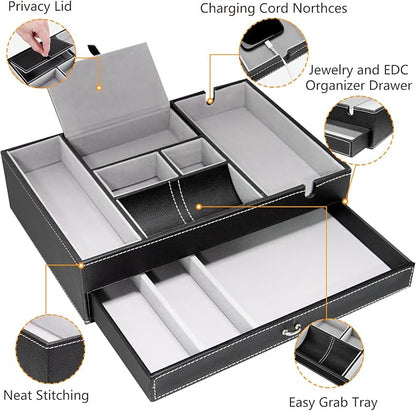Baoyun Valet Tray for Men, 2 Layers Nightstand Organizers for Men and Women - Image 4