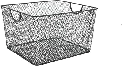 Ybm Home Household Wire Mesh Open Bin Shelf Storage Basket Organizer Black by YBMHome