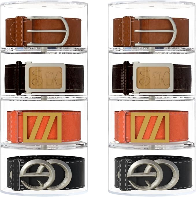 NIUBEE Belt Organizer, Acrylic 8 Layers Belt Case Storage Holder and Display by NIUBEE