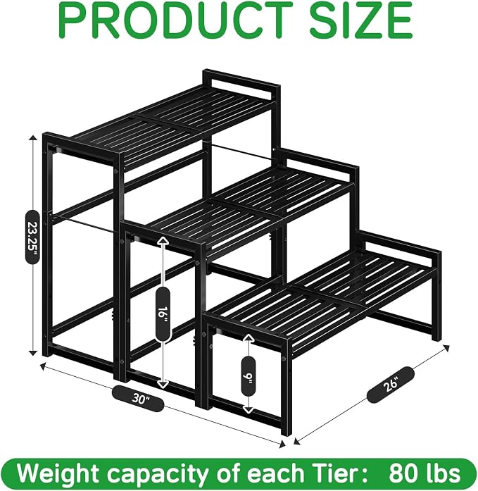 Ekisemio 3-Tier Metal Plant Stand, Heavy Duty Waterproof Indoor Outdoor - Image 6