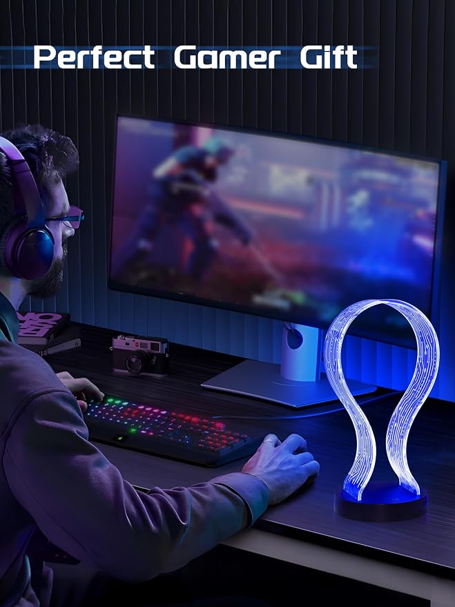 Light Up Headphone Stand with 16 Color Lights, PCB Pattern Acrylic Headset - Image 4