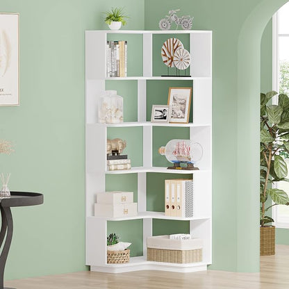 Tribesigns 6-Tier Corner Bookshelf, 64.9 Inches Tall Corner Book Shelf - Image 3