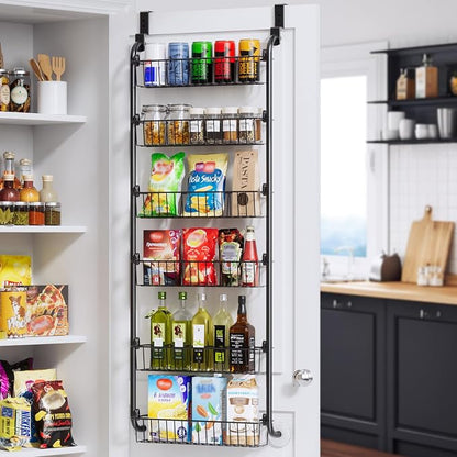 Delamu Over the Door Pantry Organizer, 6-Tier Metal Pantry Door Organization by DELAMU