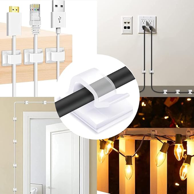 Cable Clips，50PCS Electrical Cord Management Adhesive Cable Wire Clip Wire - Image 9