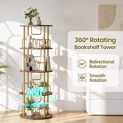 360° Rotating Bookshelf, Revolving Bookcase - Image 4