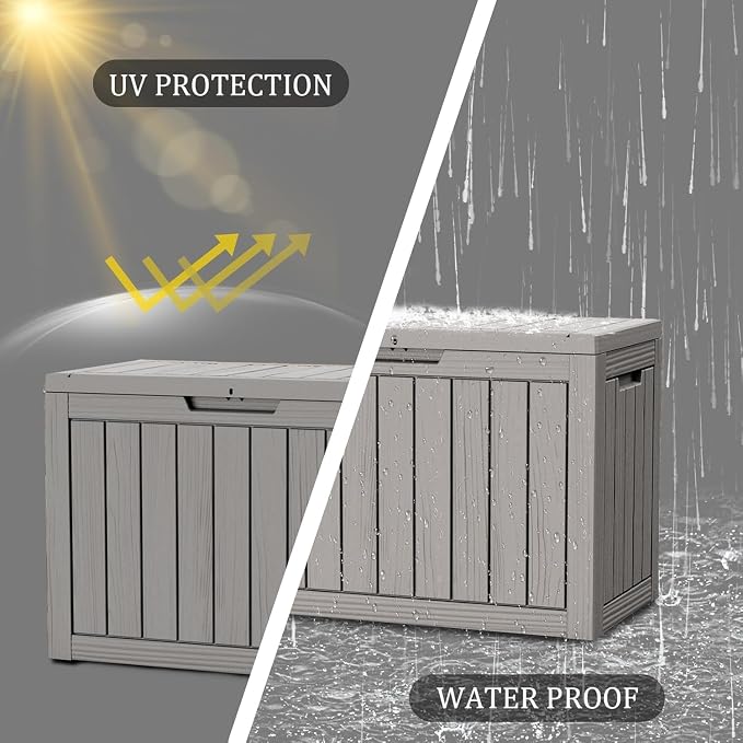 50 Gallon Lockable Resin Deck Box, Waterproof & UV-Resistant Outdoor Storage Box - Image 4