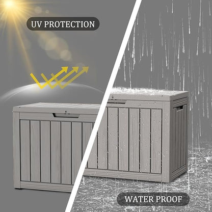 50 Gallon Lockable Resin Deck Box, Waterproof & UV-Resistant Outdoor Storage Box - Image 4