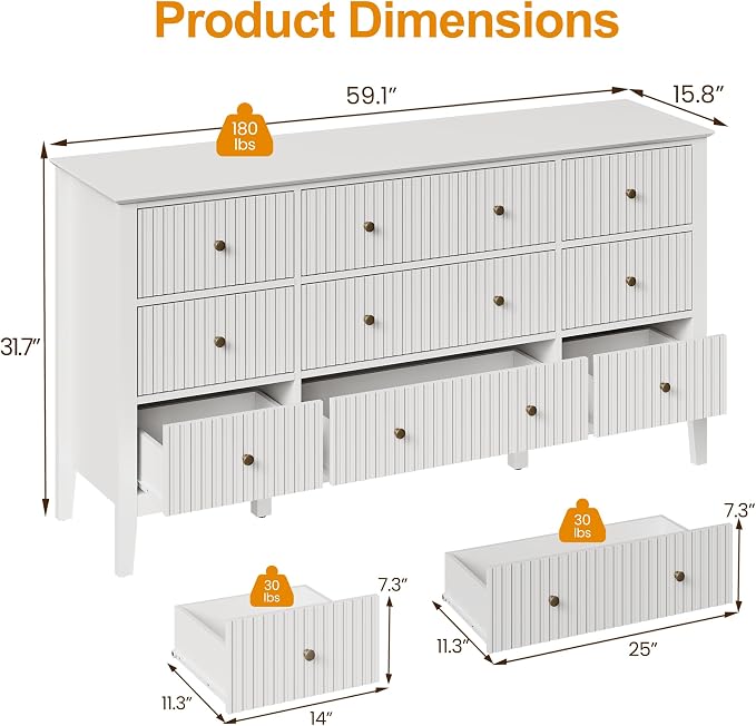RoyalCraft White Dresser for Bedroom - Image 2