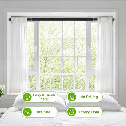 Shower Curtain Rod 45 to 77 Inches 2Pack Black Tension Curtain Rod No Drilling - Image 5