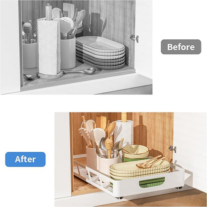 XLP Pull Out Cabinet Organizer 16" Deep, Heavy Duty Slide Out Drawers, Adhesive - Image 5