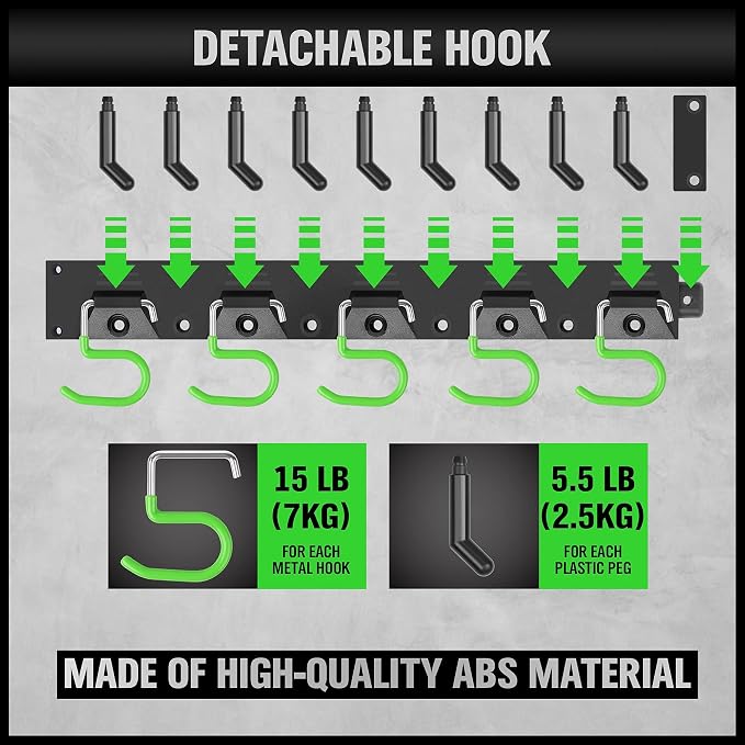 SWANLAKE Plastic 64 Inch Adjustable Storage System, Wall Mounted Hooks Tool - Image 2