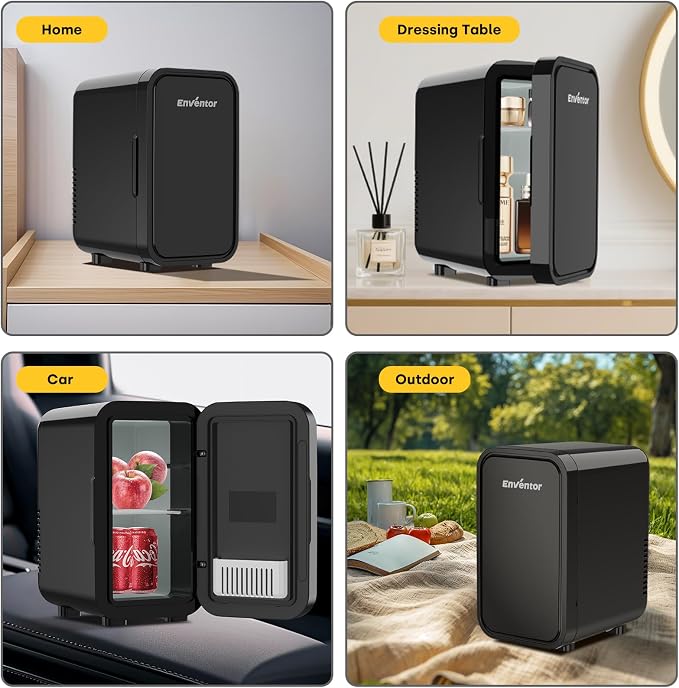 Enventor Mini Refrigerator, 6L/ 8 Can Compact Skincare Fridge AC+DC Power - Image 7