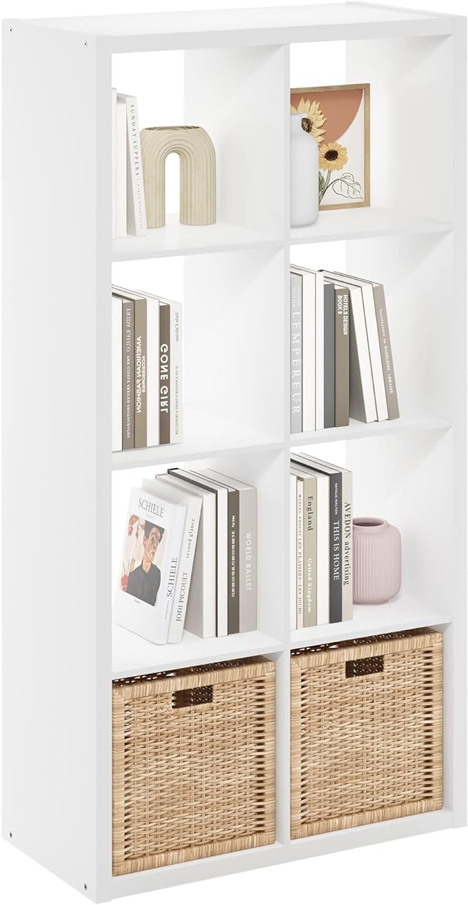Furinno Cubicle Book Shelf, 8-Cube Bookshelf, Extra Thick Frame Horizontally & - Image 4