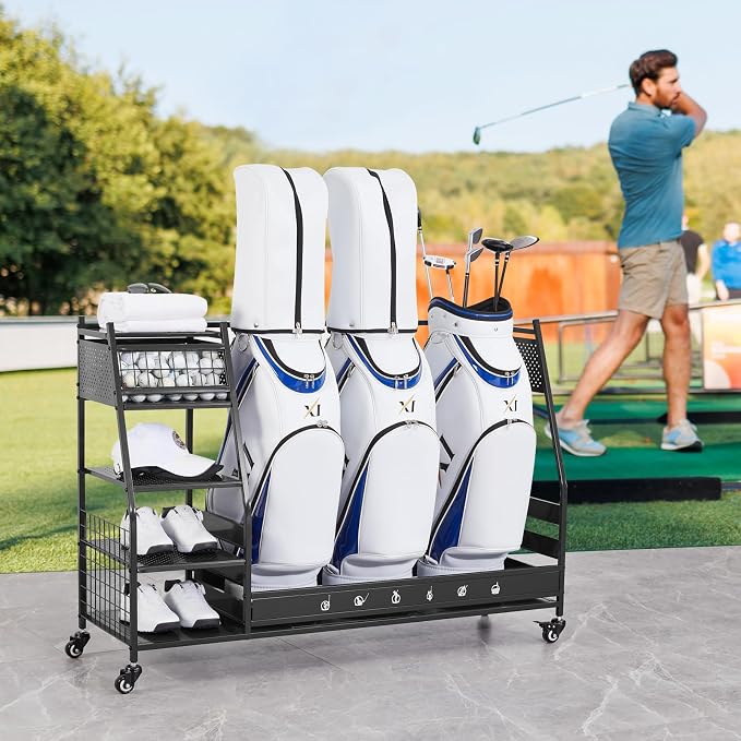 Lauren&Harold Golf Bag Organizer Garage Storage, Golf Storage Rack Stand Fits 2 - Image 2
