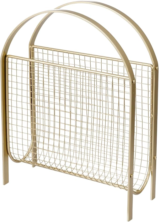 MyGift Mid-Century Design Magazine Rack, Matte Black Tone Metal Mesh by MyGiftHome