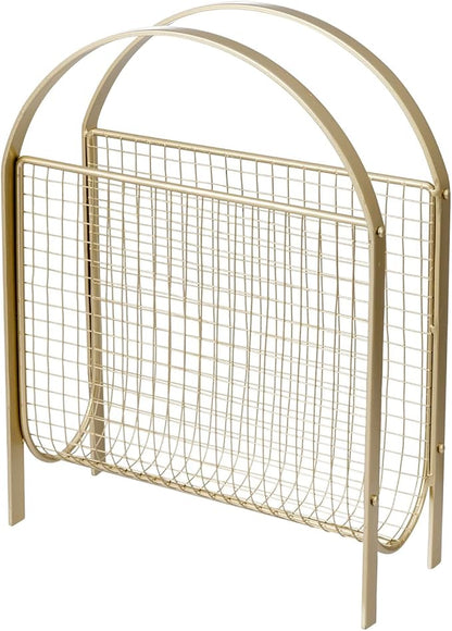 MyGift Mid-Century Design Magazine Rack, Matte Black Tone Metal Mesh by MyGiftHome