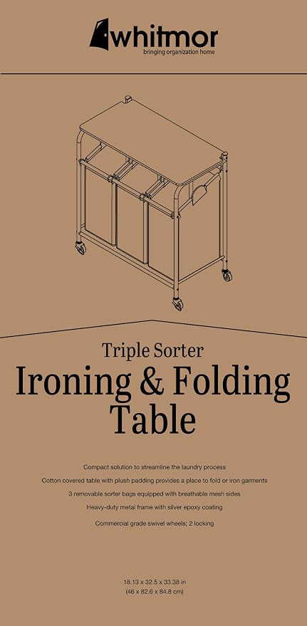 Whitmor 3 Section Rolling Laundry Sorter - Image 6