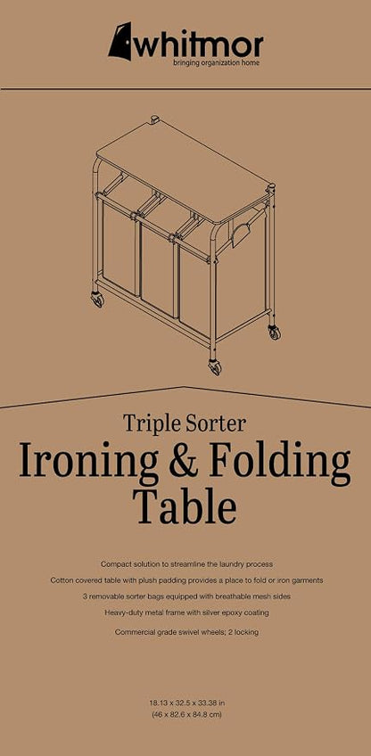 Whitmor 3 Section Rolling Laundry Sorter - Image 6