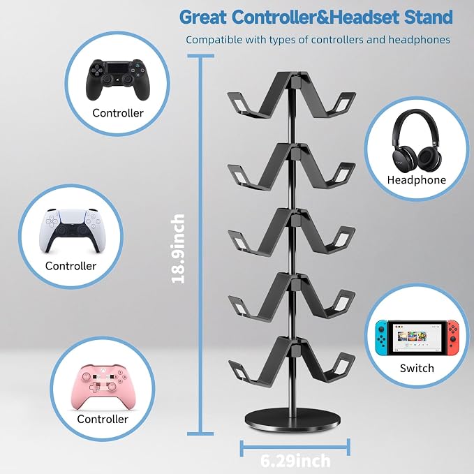Controller Stand, 5 Tier Controller Headphone Holder - Image 3