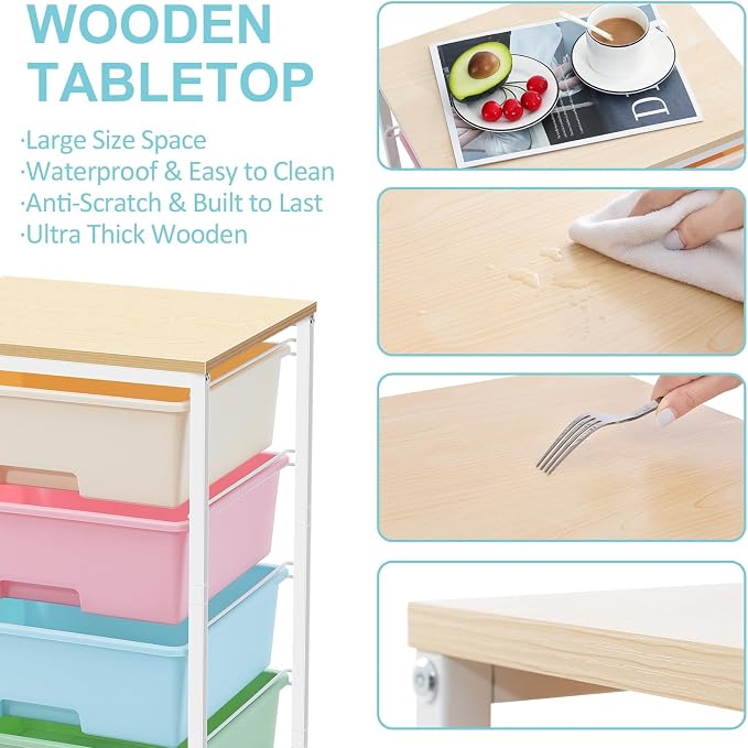 Utility Cart with 4 Drawers, Rolling Storage Cart with Drawers, Storage Rolling - Image 5