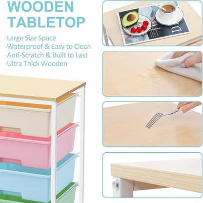 Utility Cart with 4 Drawers, Rolling Storage Cart with Drawers, Storage Rolling - Image 5
