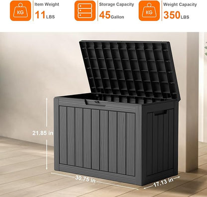 45 Gallon Resin Deck Box, Lockable Patio Outdoor Storage Box - Image 5